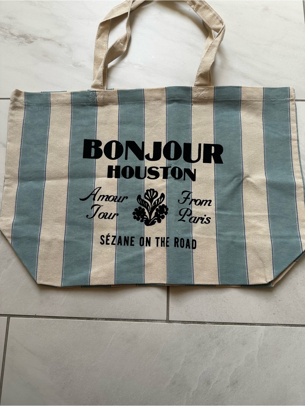 Sézane Houston Striped Canvas Tote Bag - Cream & Blue